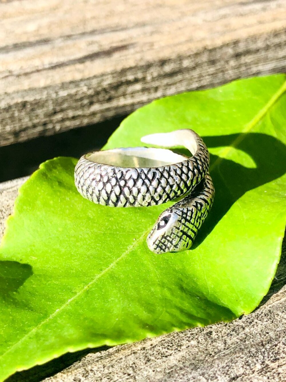 Brass Snake Ring in Silver Tone Animal Jewelry